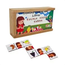 Dominó Educativo Frutas Libras Jogo Pedagógico Inclusivo MDF - Carlu - 4 anos