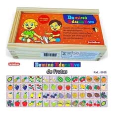 Jogo Dominó Educativo Frutas Brinquedo Pedagógico Lúdico Madeira e MDF - Carimbras - 3 anos