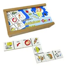 Dominó Educativo Antônimos Jogo Pedagógico Lúdico de Madeira - Carlu - 3 anos