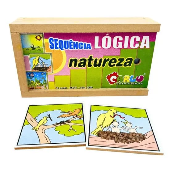 Sequência Lógica Natureza Brinquedo Educativo de Madeira - Carlu