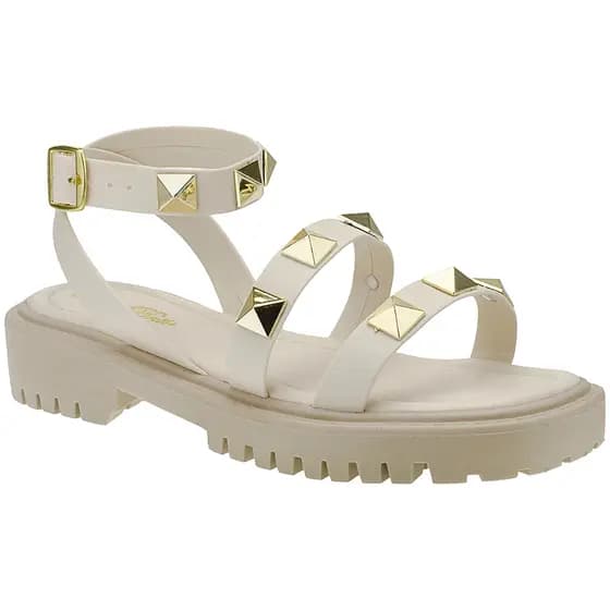 Sandalia Feminina Papete Slide Confortável  Plataforma Tratorada Pirâmide Pedraria Moda Tendencia