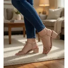 Sandália Feminina Salto Bloco Baixo Medio Alto Confortável Tiras Amarrar Ajustavél Moda Casual
