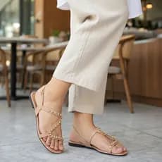Sandalia Feminina Rasteira Pedraria Bilho Strass Verão Confortável Tendencia Moda Casual Social