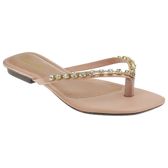 Sandália Feminina Rasteirinha Barato Moda Pedraria Luxo Ana Brito