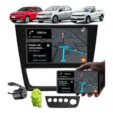 Multimídia 9pol Android Gol Saveiro Voyage G6 Moldura Câmera Cor Preto
