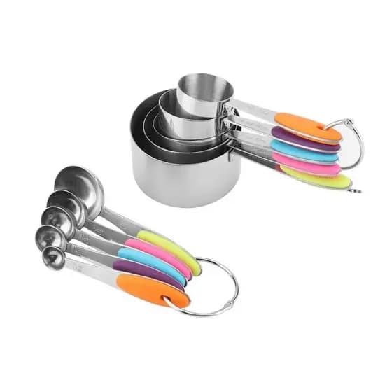 Kit Colher Xicaras De Medidas Em Inox Medidores Cozinha 10pc