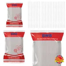 Palito para Pirulito Tubo PET Transparente Canudo para Topo de Bolo Diversos Tamanhos - BWB