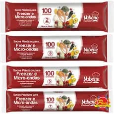 100 Saco Plástico para Freezer e Micro-ondas 2 L , 3 L, 5 L e 7 L - Vabene