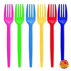 KIT 100 Garfo de Sobremesa para Festas e Comemorações Garfo Descartável Diversas Cores - Forfest