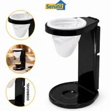 Mini Coador de Café Individual de Pano Com Suporte Dobrável Resistente