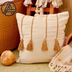 Capa de Almofada Pompom Tassel Artesanal Decorativa 45x45