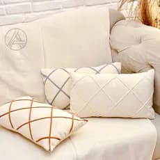 Capa de Almofada Baguete Boho Drapeada 30x50 Decorativa Algodão  Artesanal Sofá Cama Sala