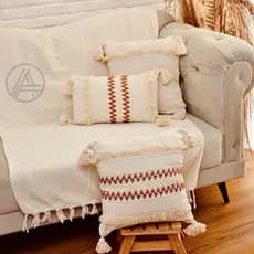 Capa de Almofada Boho Cacto com Pompom 45x45 Algodão Luxo Sofá Cama Sala