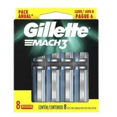 Carga Refil P/ Aparelho de Barbear Gillette Mach3 Fita Lubrificante - 8 Unidades