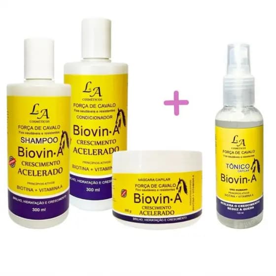Kit Crescimento Capilar Biovin-A Força de Cavalo + Tônico Crescimento (L&A Cosméticos).