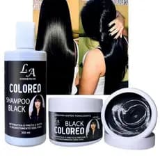 Kit C/2 Shampoo + Máscara Preto L&A Cosméticos S/Amônia Envio Imediato.