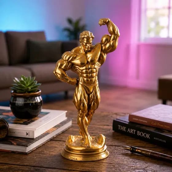 Escultura Homem Academia Musculoso Fitness Pose Clássica Decoração Bodybuilder Fisiculturista
