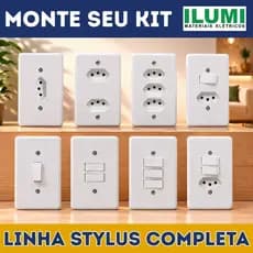 Tomadas e Interruptores Ilumi Stylus Tomada Dupla Interruptor com Tomada Linha Completa Stylus