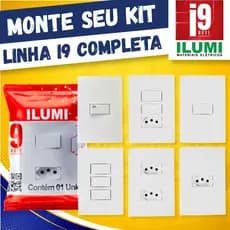 Tomadas e Interruptores Ilumi Linha i9 Tomada Dupla Interruptor com Tomada Linha Completa i9