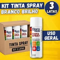 Kit Tinta Spray Branco Brilhante Tinta Spray Uso Geral 350ml Tinta Spray para Metal Madeira 3un