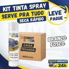 Kit Tinta Spray Uso Geral Branco Fosco 400ml Madeira Metal Plástico Seca Rápido