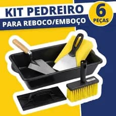 Kit Pedreiro Ferramentas de Pedreiro Caixa de Massa Masseira 20L Colher Espatula Desempenadeira