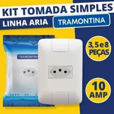 Kit Tomada 10 Amperes Linha Aria Tramontina Tomada Simples 2P+T Tomada 10A Tomada Tramontina