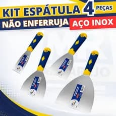 Kit Espátula de Aço Inox Espátula para Massa Corrida Profissional Cabo Emborrachado Não Enferruja