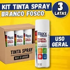 Kit Tinta Spray Branco Fosco Tinta Spray Uso Geral 350ml Tinta Spray para Metal Madeira Plástico 3un