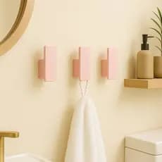 Kit Ganchos De Parede Para Toalhas Bolsas e Roupas Com Fita Adesiva Rosa