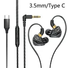 Elough 3.5mm/Tipo C Fones De Ouvido Com Fio HIFI Bass Fone Intra-Auricular Jack Headset Gamer Viva-Voz