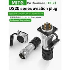 Plugue de aviação DS20 com junta de tubo ondulado 2/3/6/10 núcleo 15 pinos TB + Z conector de soquete Industrial WS20
