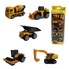 Kit 5 Carrinhos Miniatura Construção Colecionável Escala 1/64