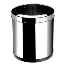 Cesto Para Lixo Com Aro Plástico Cromado Corpo Aço Inox 5 Litros - Marca Viel