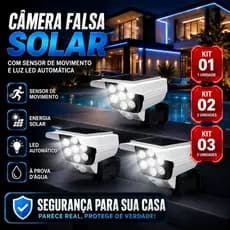Câmera Falsa Solar com Sensor de Movimento LED IP66 Luz Externa Segurança Residencial à Prova Dágua