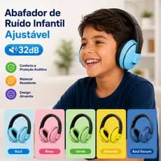 Abafador Ruído Infantil Autismo Fone Protetor Auricular TDAH TEA Confortável Ajustável Alta Proteção