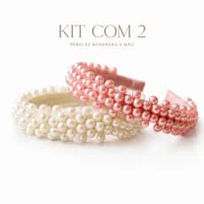 Kit 2 ou 4 Tiaras de Pérolas Bordadas à Mão | Aro Confortável | Infantil e Adulto