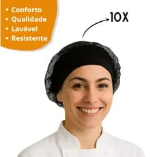 Kit Touca Cozinha Touquinha Telinha Lavável Restaurante Padaria Pizzaria Confortável Profissional
