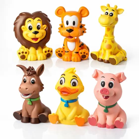 Mordedor infantil bebê bichinhos safari e farm em vinil macio atóxico perfumado brinquedo