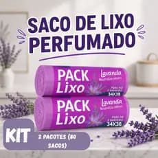 Sacos de Lixo Perfumados Lavanda Kit 2 com 80 Sacos Para Pia e Banheiro  34x38cm Neutraliza Odores