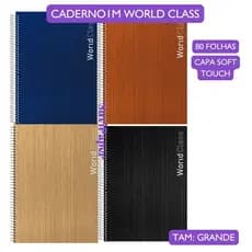 Caderno Universitário 1 Matéria 80 Folhas World Class Animativa - Caderno Espiral Office e Escolar