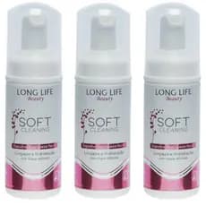 Kit 3 Espuma Facial Soft Cleaning 50ml Long Life Frescor Diário Limpeza Profunda Pele Revitalizada