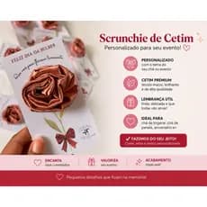 Lembrancinha para evento: gominhas scrunchie de cetim com personalizados