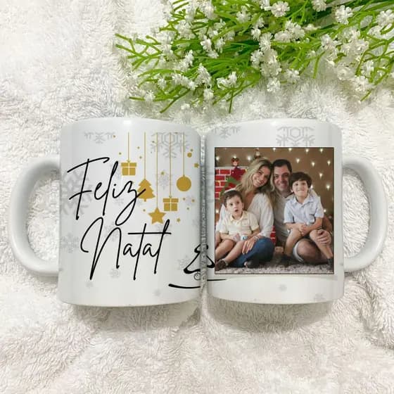 Caneca Feliz Natal com sua foto