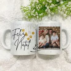 Caneca Feliz Natal com sua foto