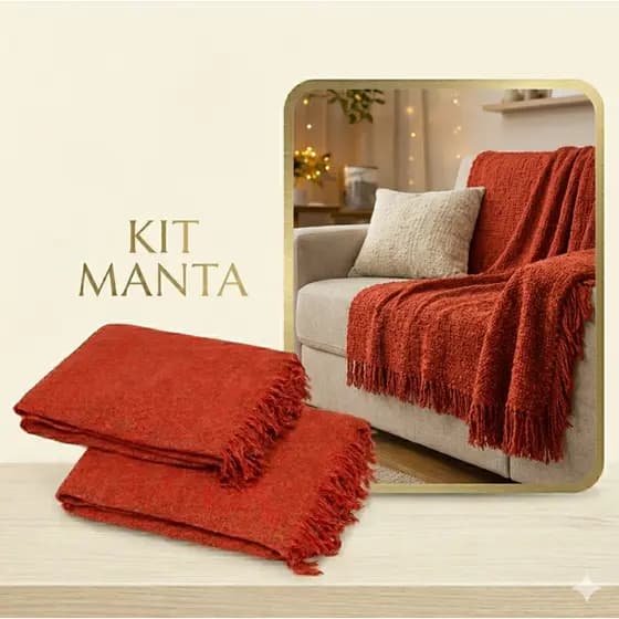 Kit 2 Mantas Para Sofá Luxo Tipo Capa Protetora Decorativa 210x120CM Gigante
