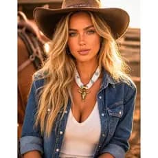 Colar Choker Feminino Country Lenço Bandana de Pescoço com Medalha Cavalo de Metal Ajustável