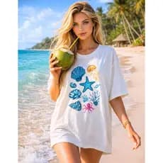 Camiseta Feminina Oversized 100% Algodão Premium Blusa Tshirt Max Listrada Camisetão Manga Curta
