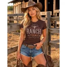 Blusa Country Feminino 100% Algodão Premium Camiseta Tshirt Manga Curta Estampada Cowgirls