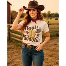 Blusa Country Feminina 100% Algodão Premium Camiseta Manga Curta T-shirt Estampada Howdy